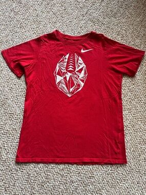 Youth Nike red football themed t-shirt